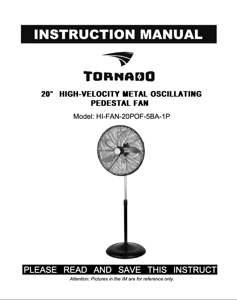 Page 1 de la notice Manuel utilisateur Tornado HI-FAN-20POF-5BA-1P