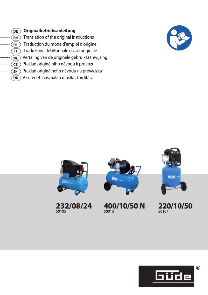 Page n°1 - Manuel utilisateur Güde Kompressor 400/10/50 N