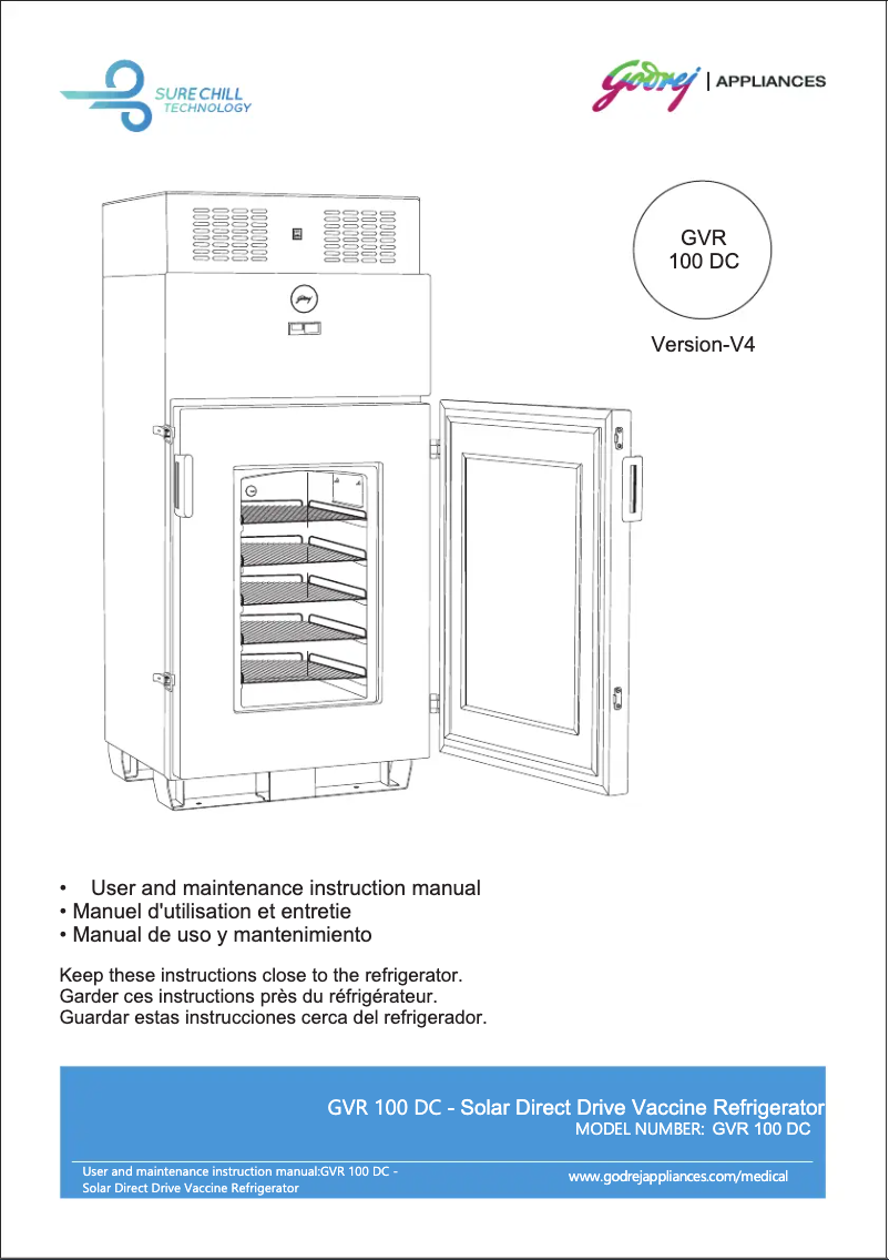 Page n°1 - Manuel utilisateur Godrej GVR 100DC