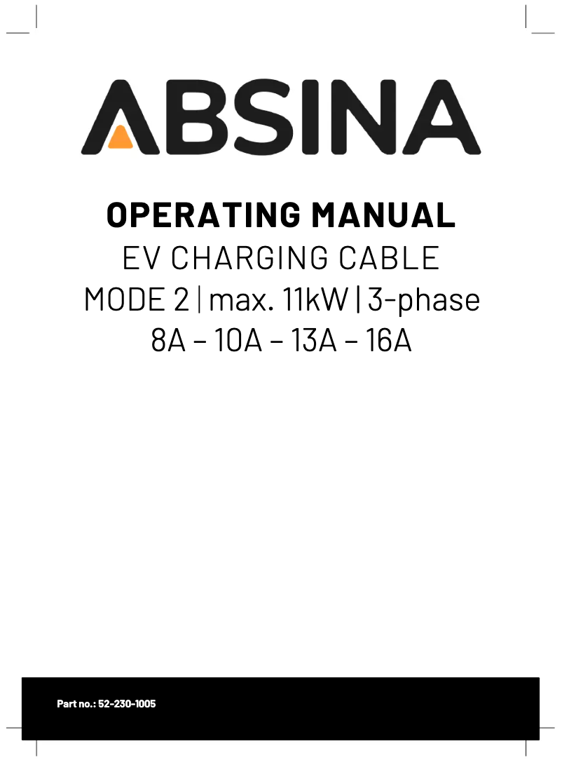 Page n°1 - Manuel utilisateur Absina 52-230-1005