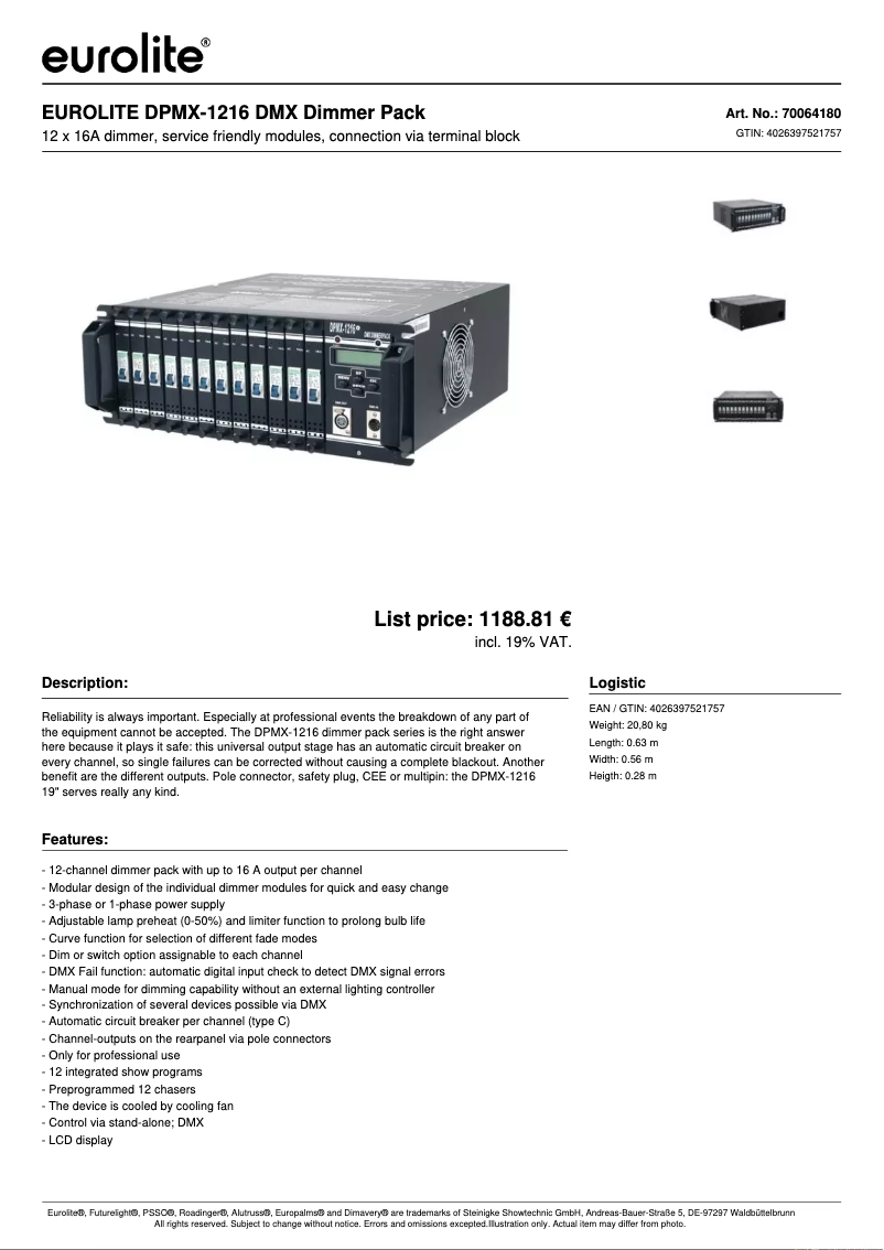 Image de la première page du manuel de l'appareil DPMX-1216 DMX
