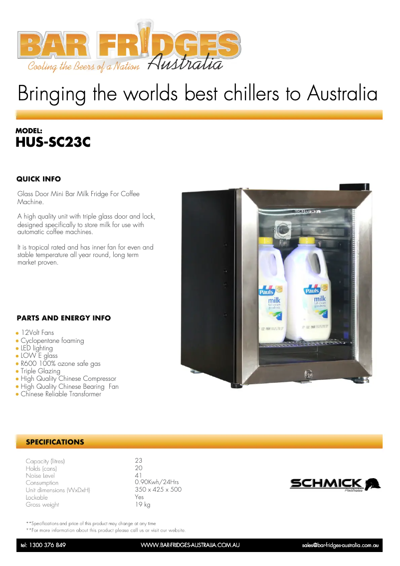 Page n°1 - Fiche technique Schmick HUS-SC23C