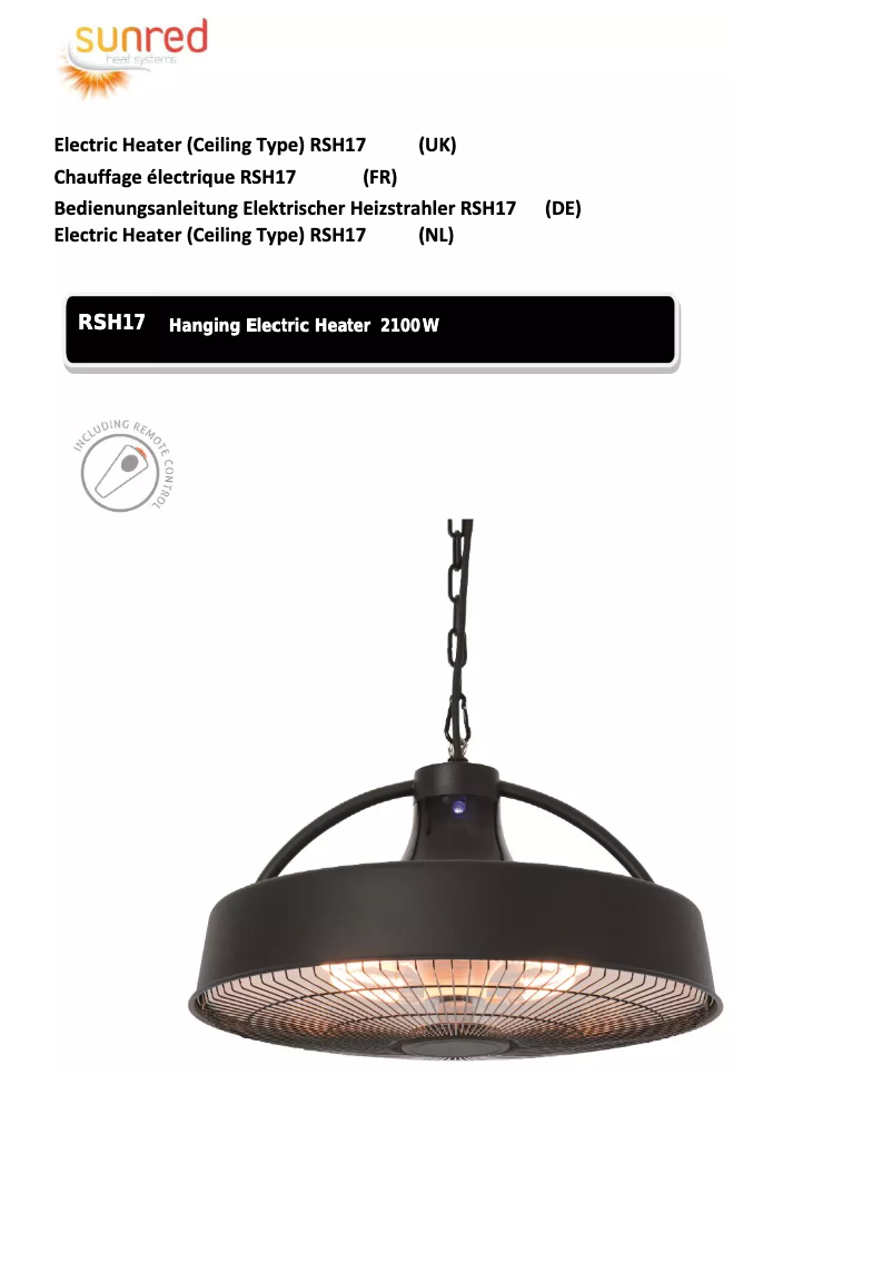 Page 1 de la notice Manuel utilisateur SunRed RSH17