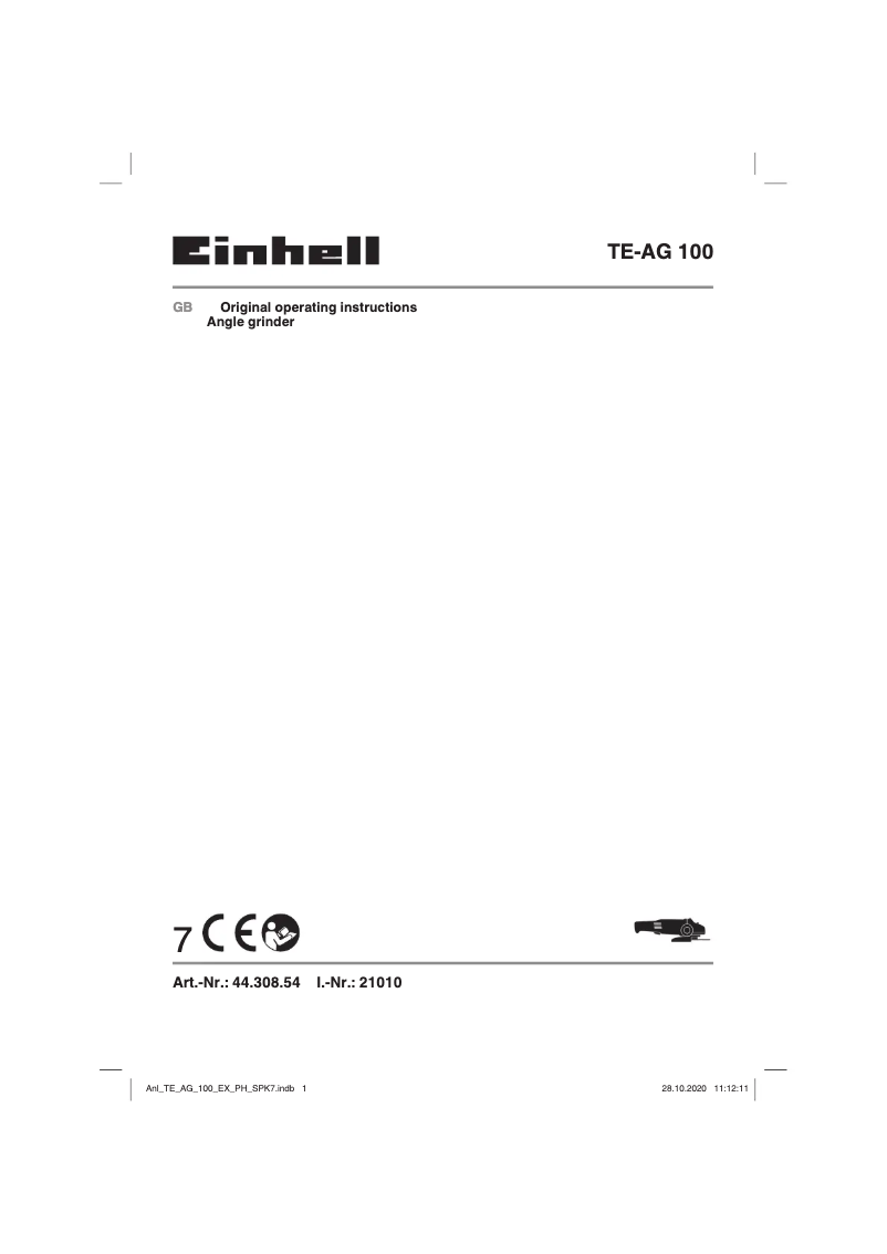 Image de la première page du manuel de l'appareil TE-AG 100