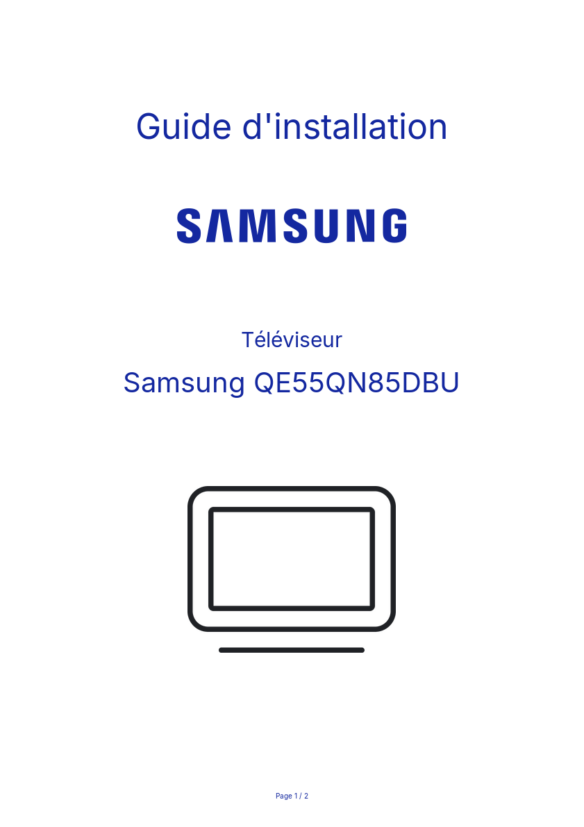 Page n°1 - Guide d'installation Samsung QE55QN85DBU