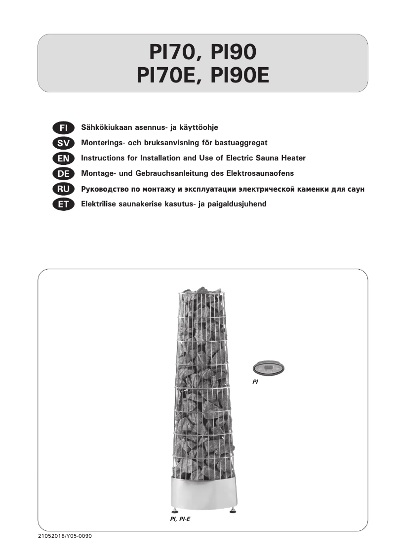 Page n°1 - Manuel utilisateur Harvia Kivi PI90E HPIE900400