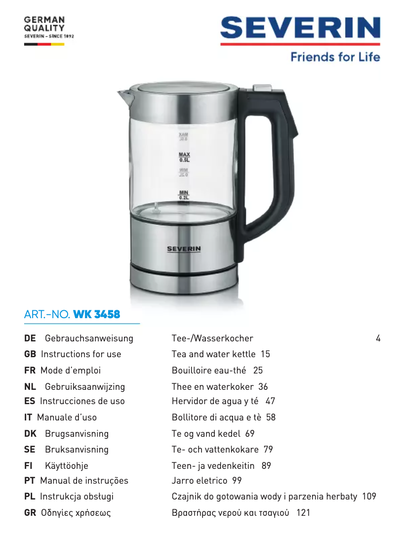 Page n°1 - Fiche technique Severin WK 3458