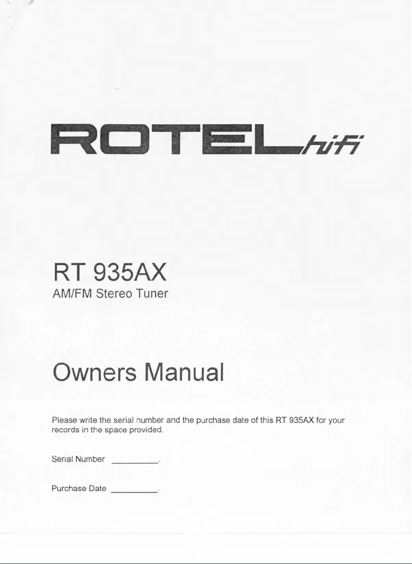 Image de la première page du manuel de l'appareil RT-935AX