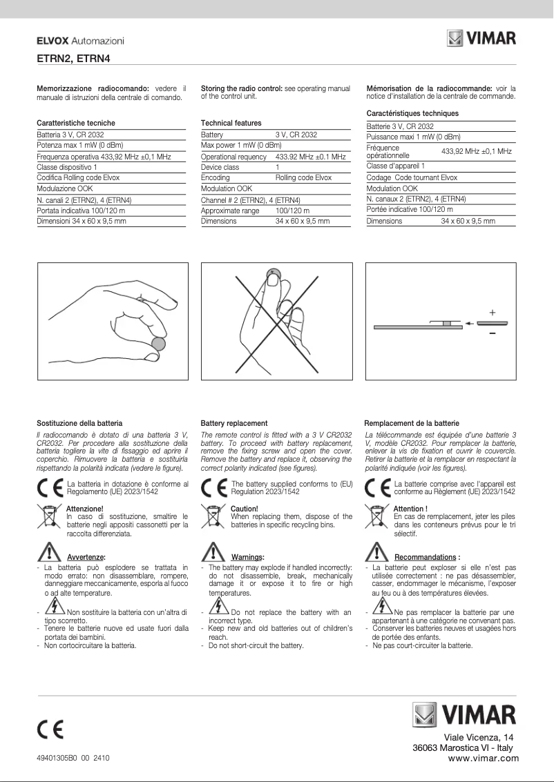 Página 1 del manual Manual de usuario Vimar ELVOX ETRN2