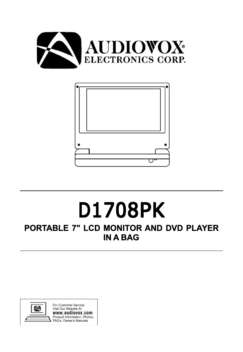 Page n°1 - Manuel utilisateur VOXX D1708ES