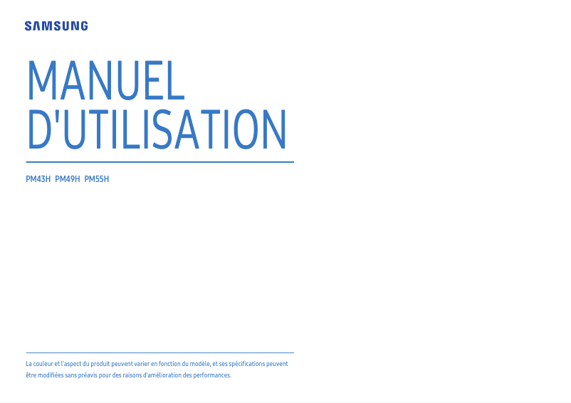 Page 1 de la notice Manuel utilisateur Samsung LH43PMHPBGC