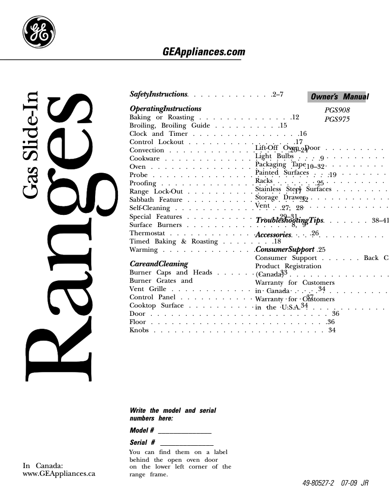 Image de la première page du manuel de l'appareil PGS908SEPSS