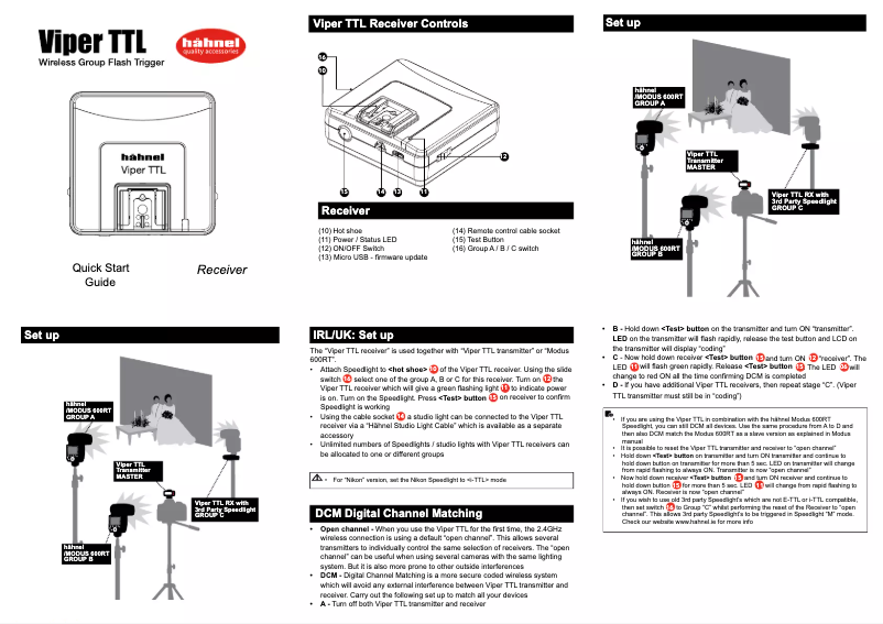 Page 1 de la notice Manuel utilisateur Hähnel Viper TTL Receiver