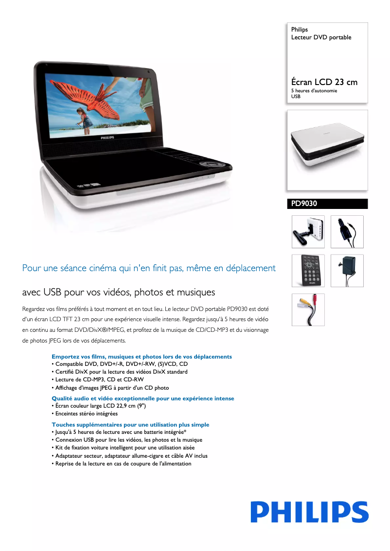 Page n°1 - Fiche technique Philips PD9030