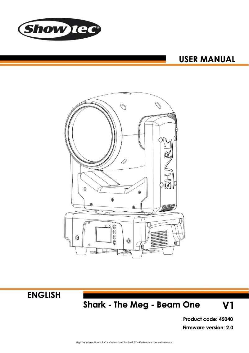 Page 1 de la notice Manuel utilisateur Showtec Shark - The Meg - Beam One