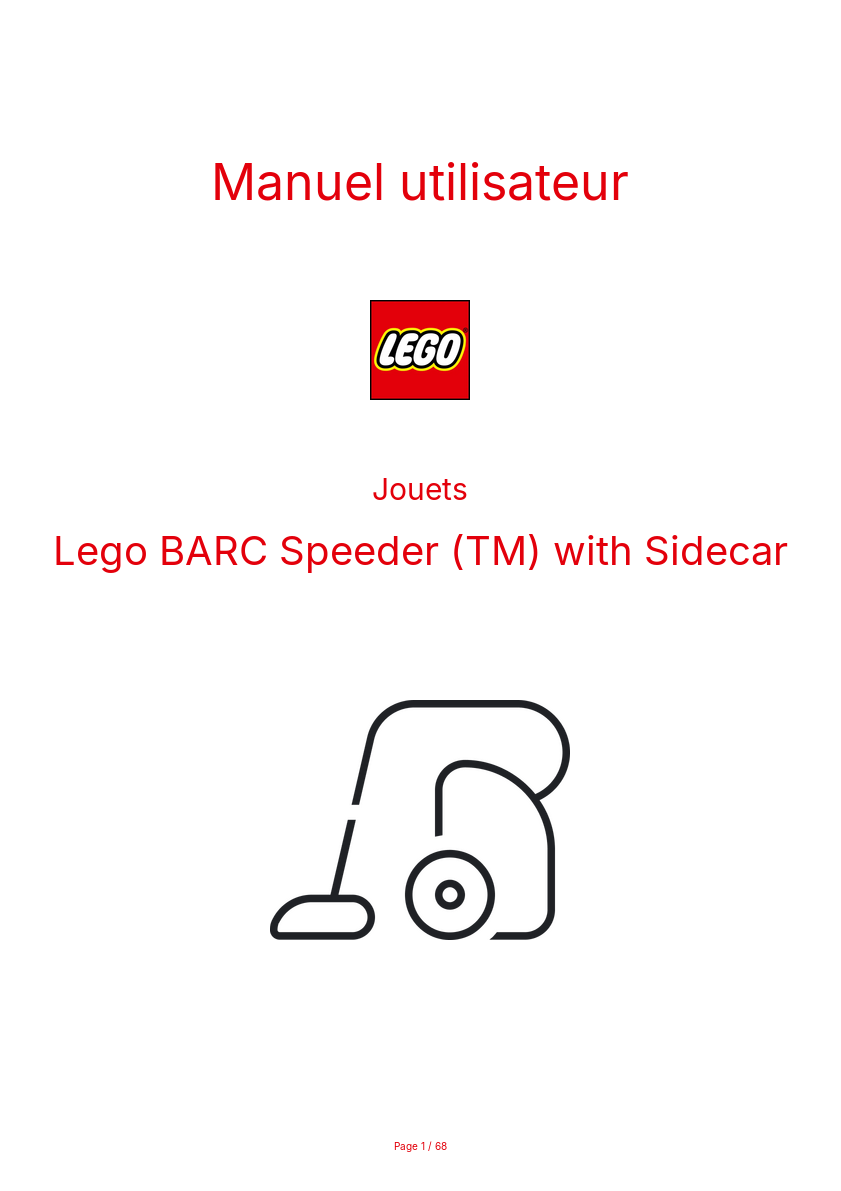 Image de la première page du manuel de l'appareil BARC Speeder (TM) with Sidecar