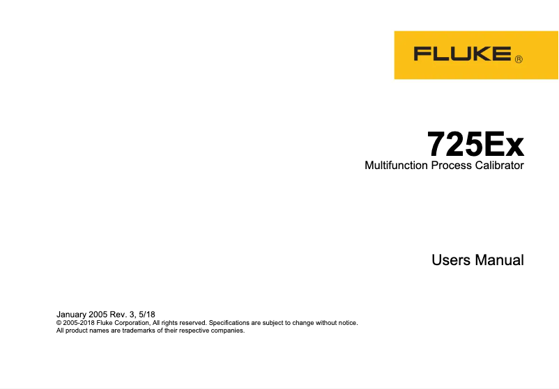 Page 1 de la notice Manuel utilisateur Fluke 725Ex