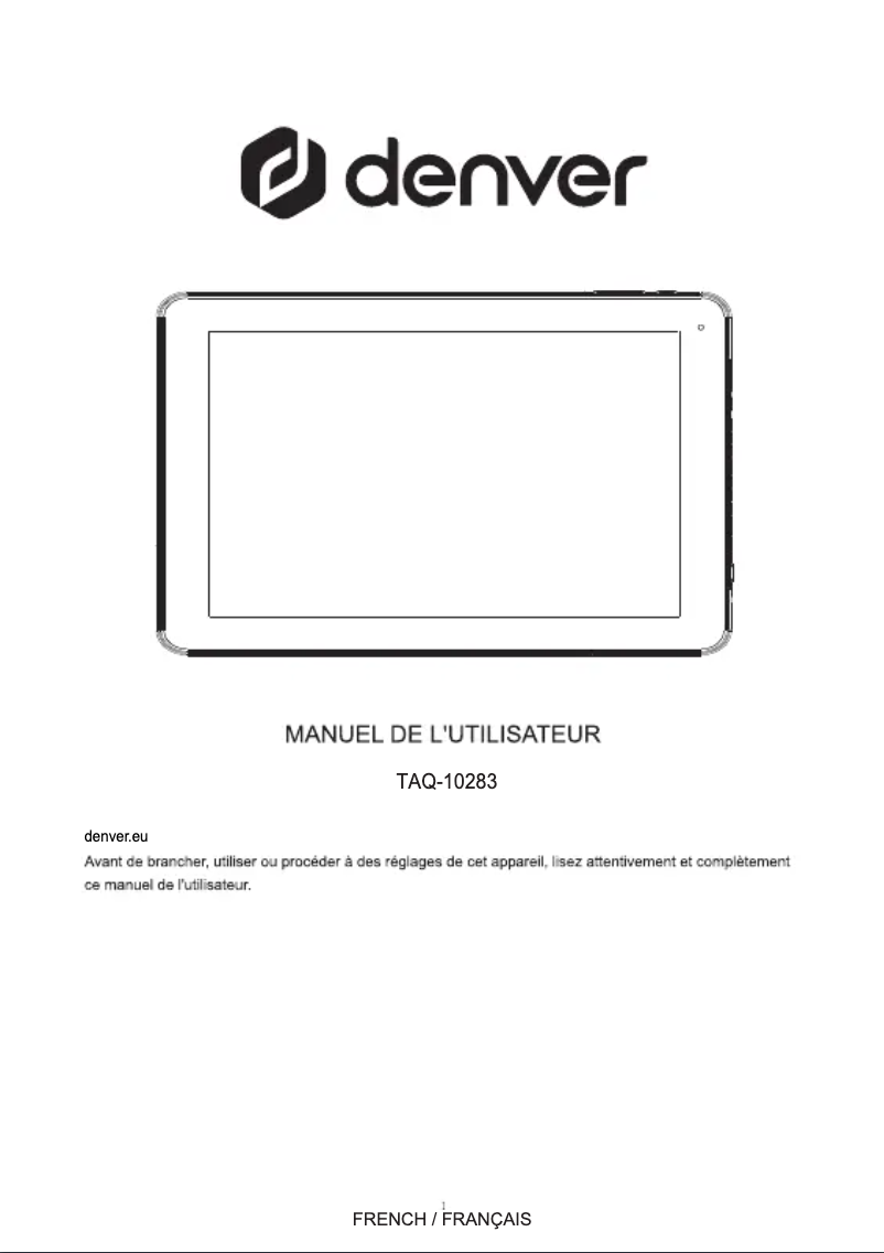 Page n°1 - Manuel utilisateur Denver TAQ-10283