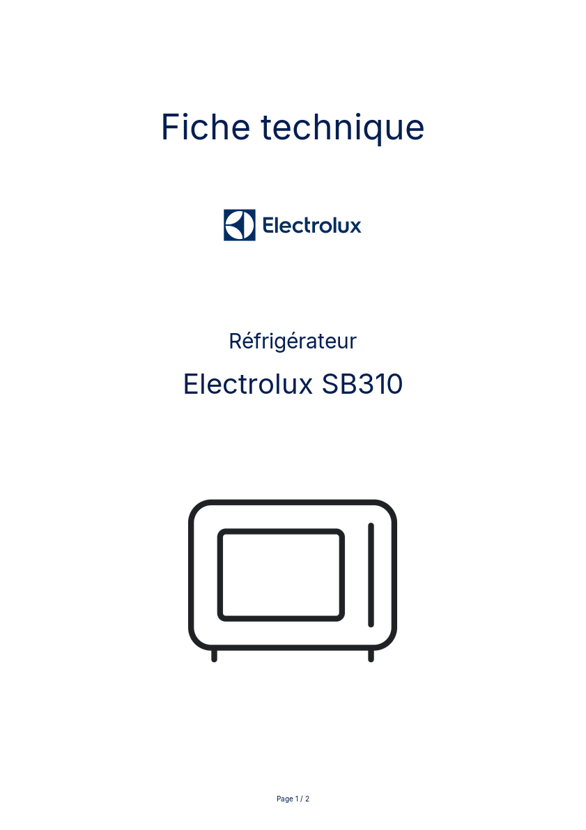 Page n°1 - Fiche technique Electrolux SB310