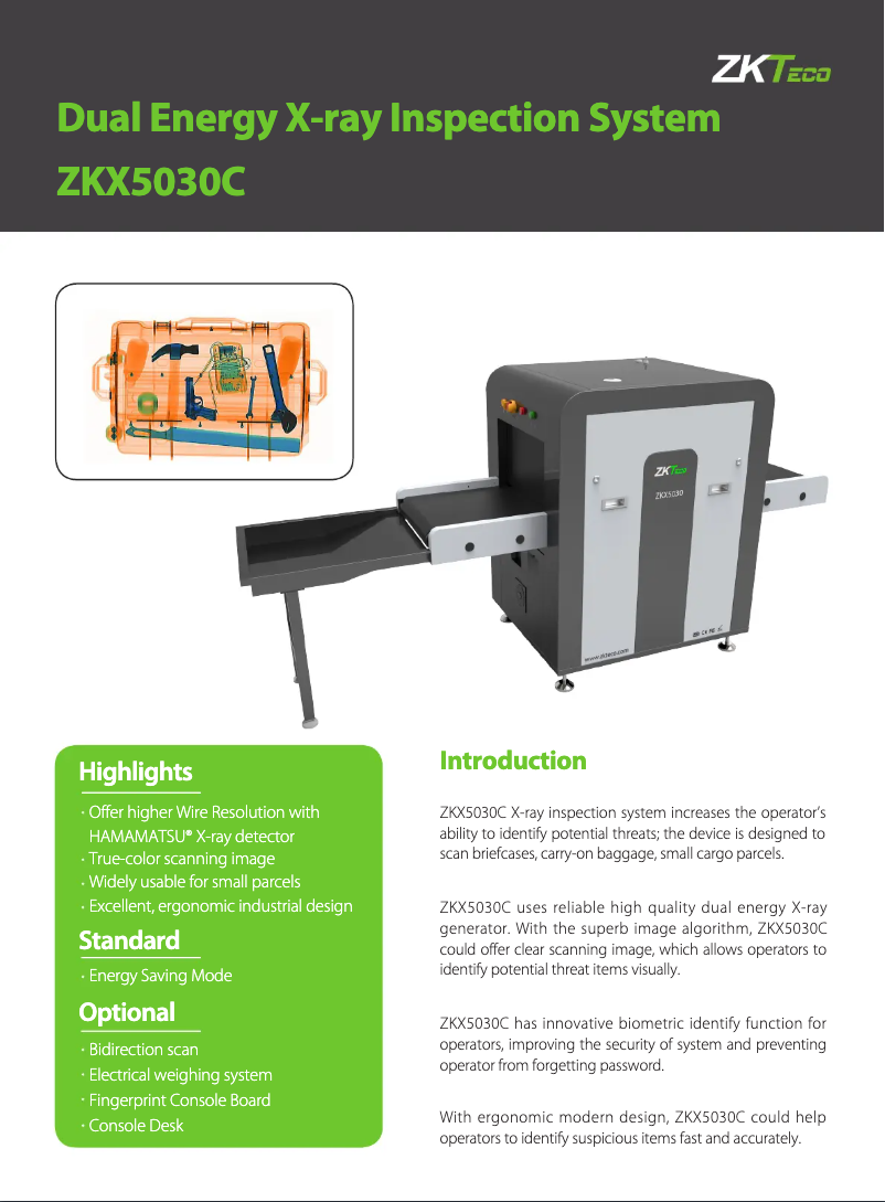 Page n°1 - Manuel utilisateur ZKTeco ZKX5030C