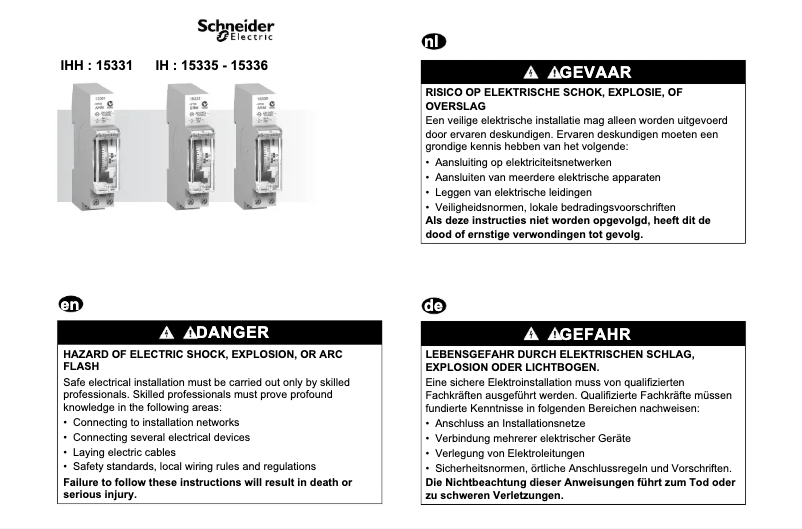 Page 1 de la notice Manuel utilisateur Schneider 15335
