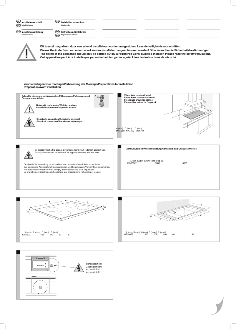 Page 1 de la notice Fiche technique Etna KIS060ZT