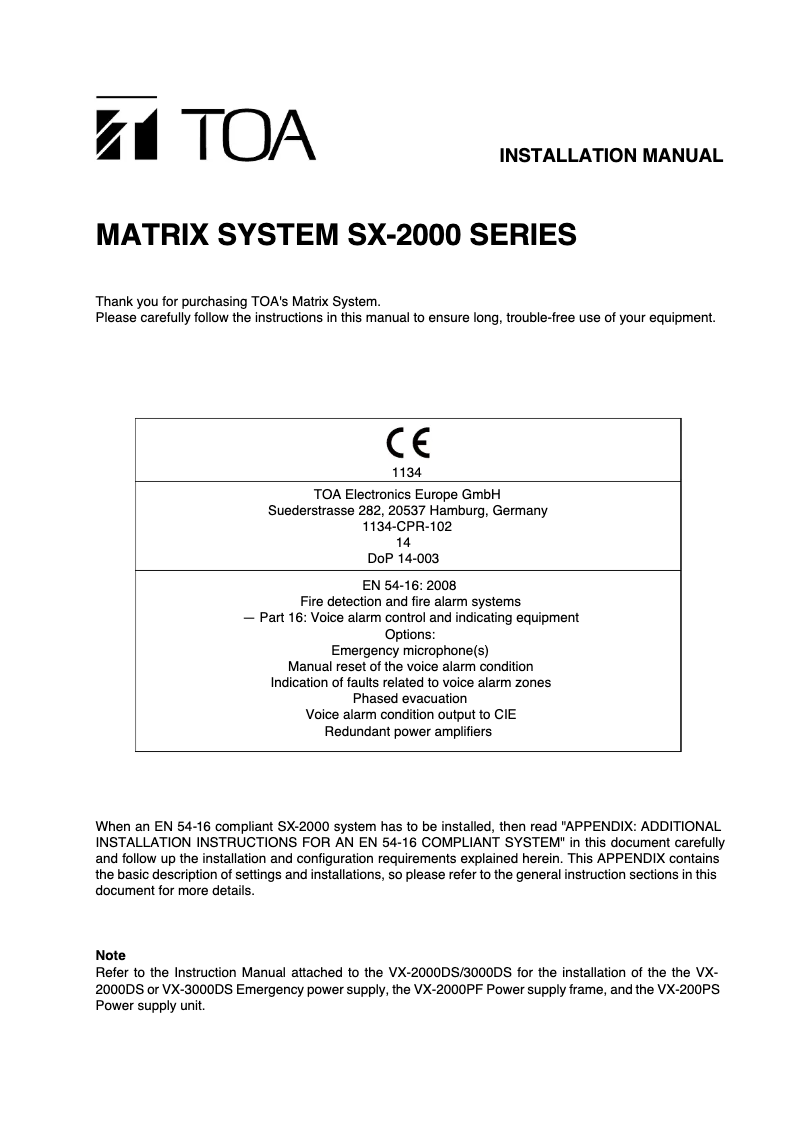 Page 1 de la notice Manuel utilisateur TOA VP-2421 INCL