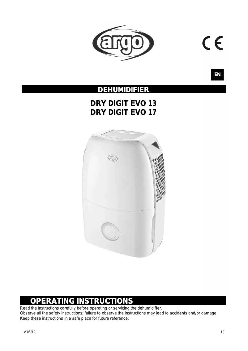 Page 1 de la notice Manuel utilisateur ARGO Dry Digit Evo 13