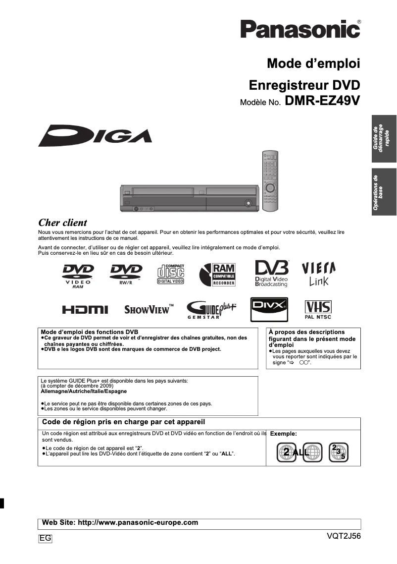 Image de la première page du manuel de l'appareil DMR-EZ49