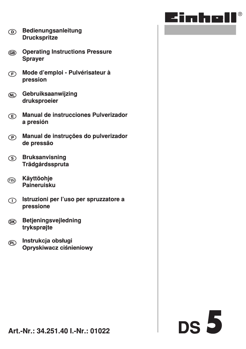 Page n°1 - Manuel utilisateur Einhell DS 5