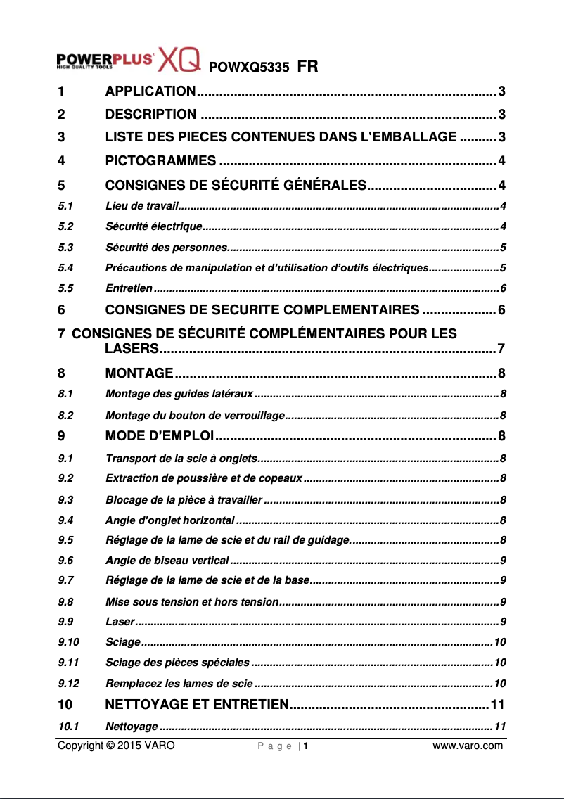 Page 1 of the manual User Manual PowerPlus POWXQ5335