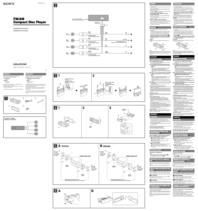 Page n°1 - Guide d'installation Sony CXS-GT07HP