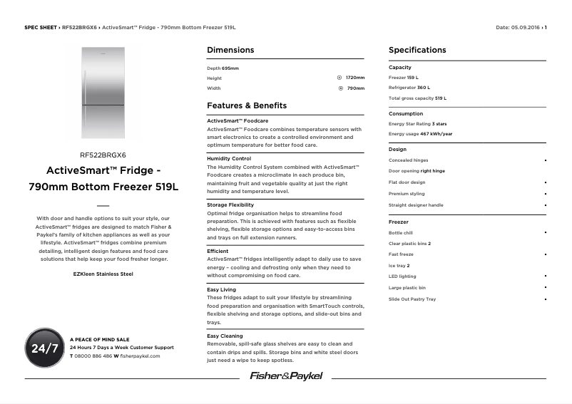 Page n°1 - Manuel utilisateur Fisher & Paykel RF522BRGX6