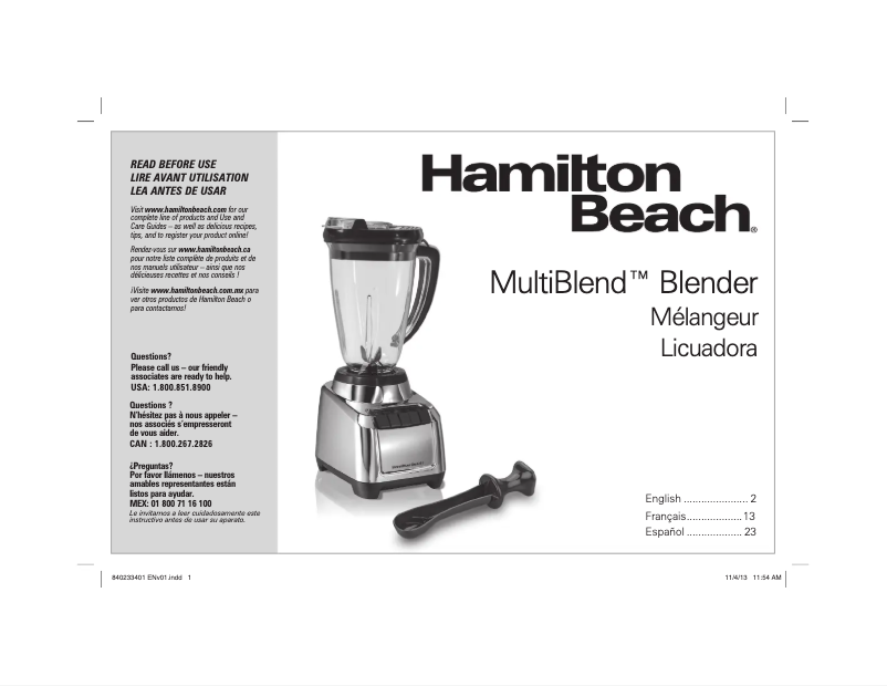 Página 1 del manual Manual de usuario Hamilton Beach 53510
