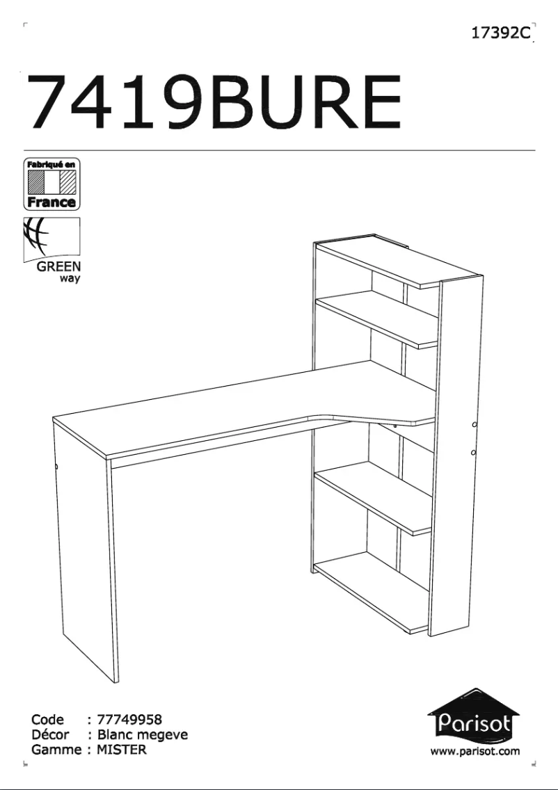 Page 1 de la notice Manuel utilisateur Parisot Mister 7419BURE