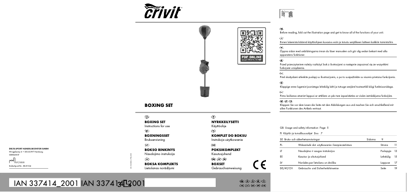 Page 1 de la notice Manuel utilisateur Crivit IAN 337414