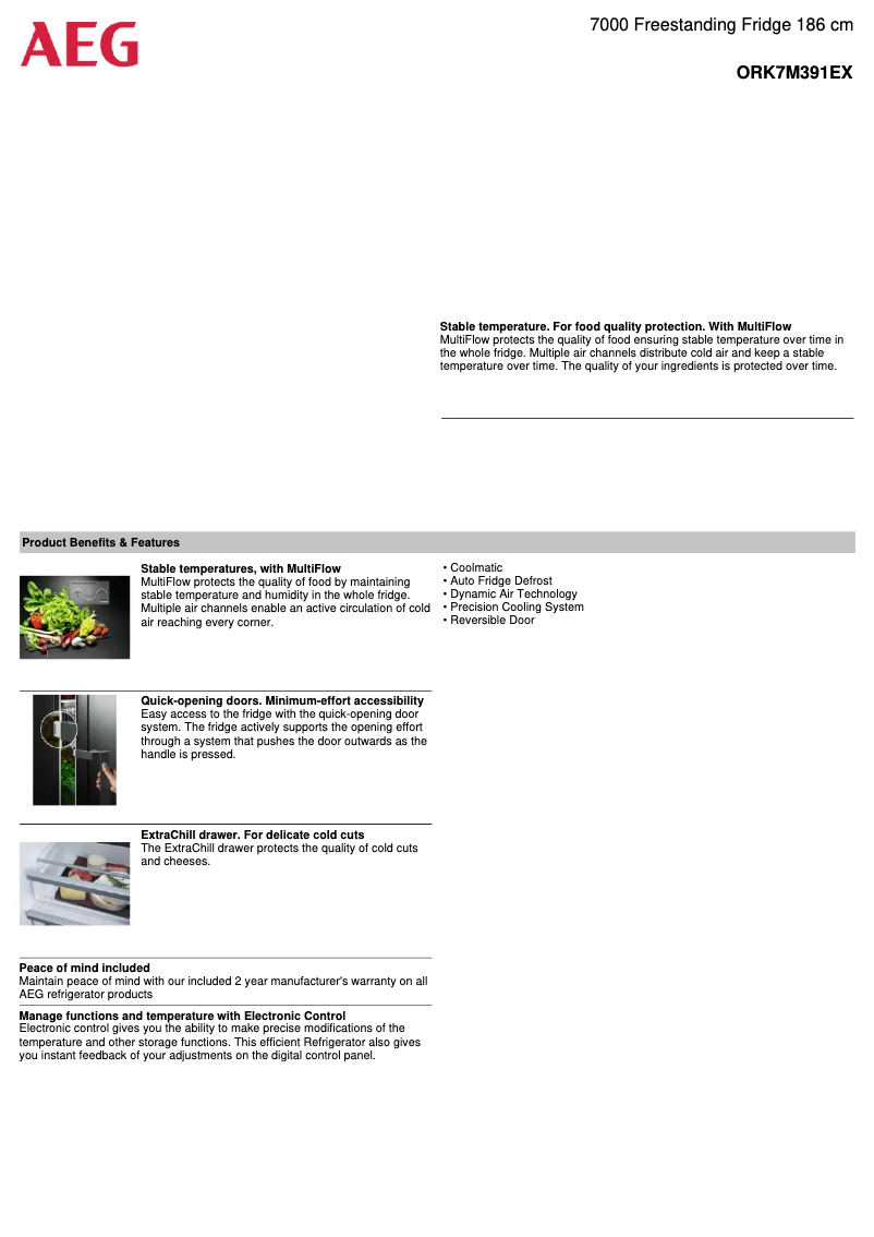 Page n°1 - Fiche technique AEG ORK7M391EX