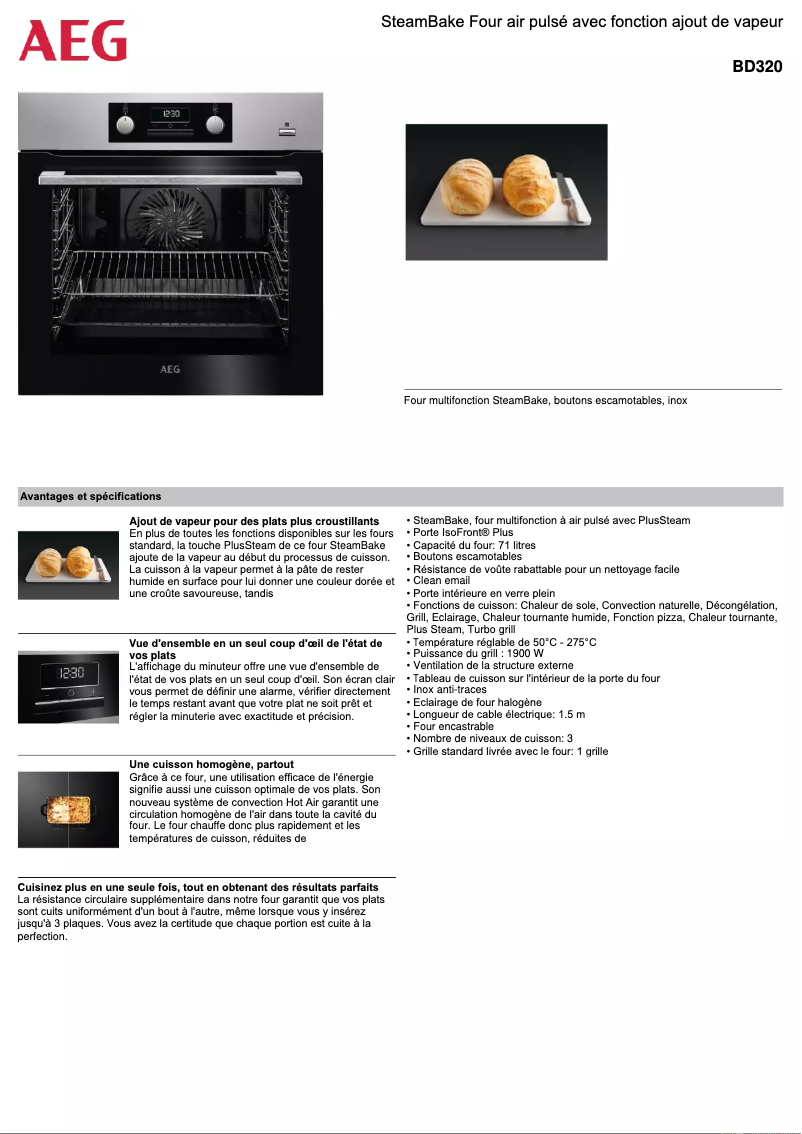 Page n°1 - Fiche technique AEG BD320
