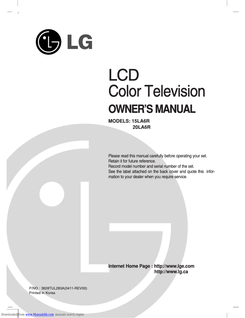 Página 1 del manual Manual de usuario LG 15LA6R