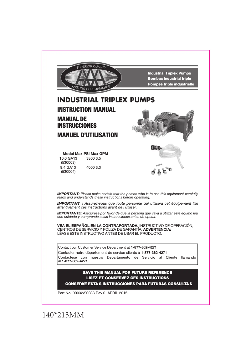 Image de la première page du manuel de l'appareil 90038