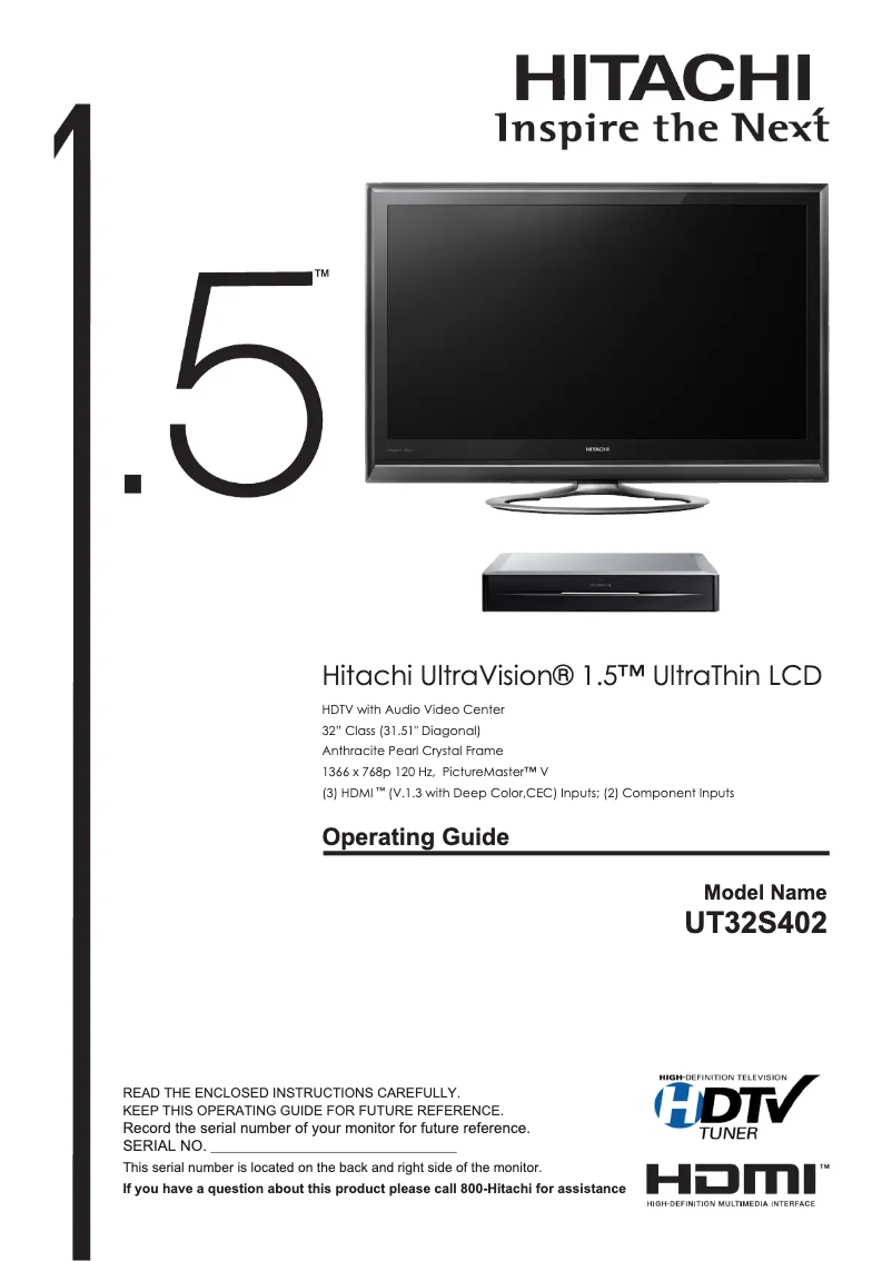 Page 1 de la notice Manuel utilisateur Hitachi UT32S402