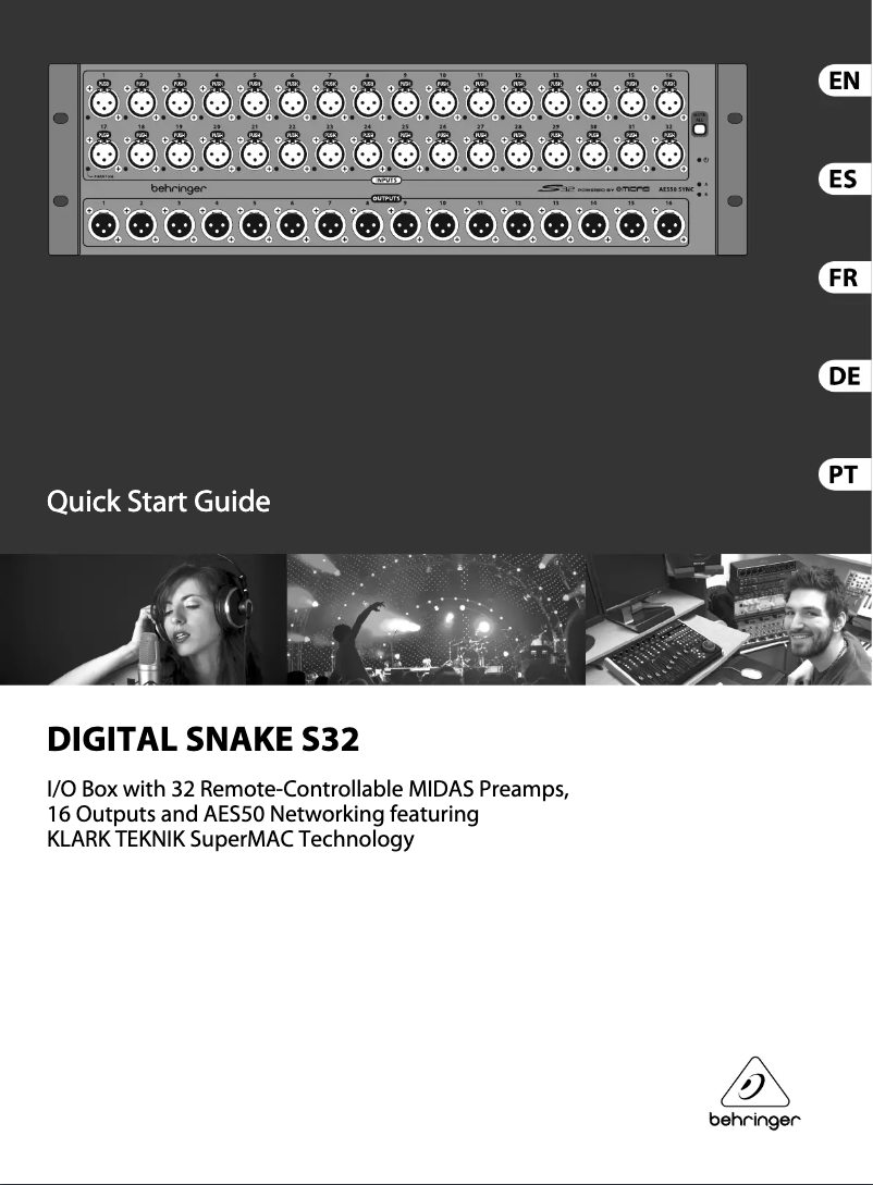 Page 1 de la notice Manuel utilisateur Behringer S32