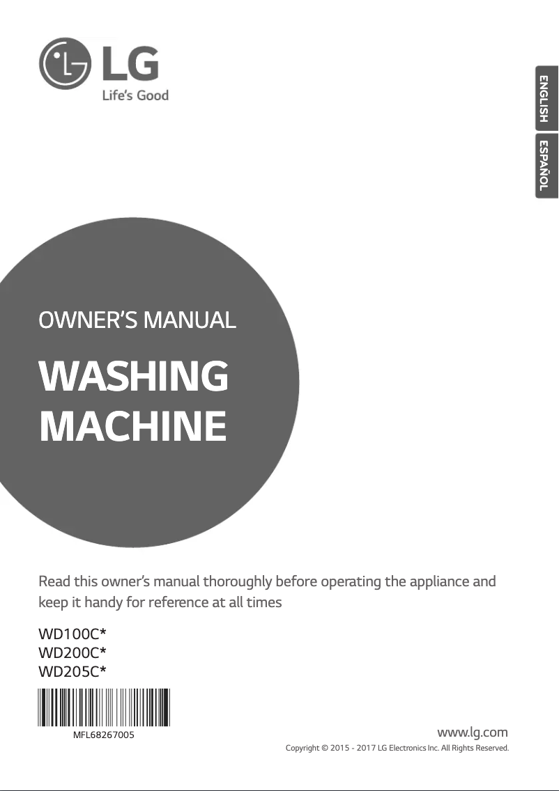 Page n°1 - Manuel utilisateur LG WD100CVA