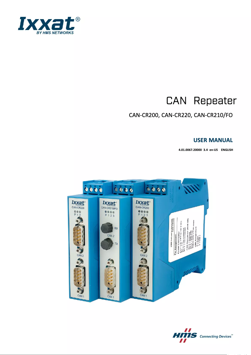 Page n°1 - Manuel utilisateur Ixxat CAN-CR210/FO