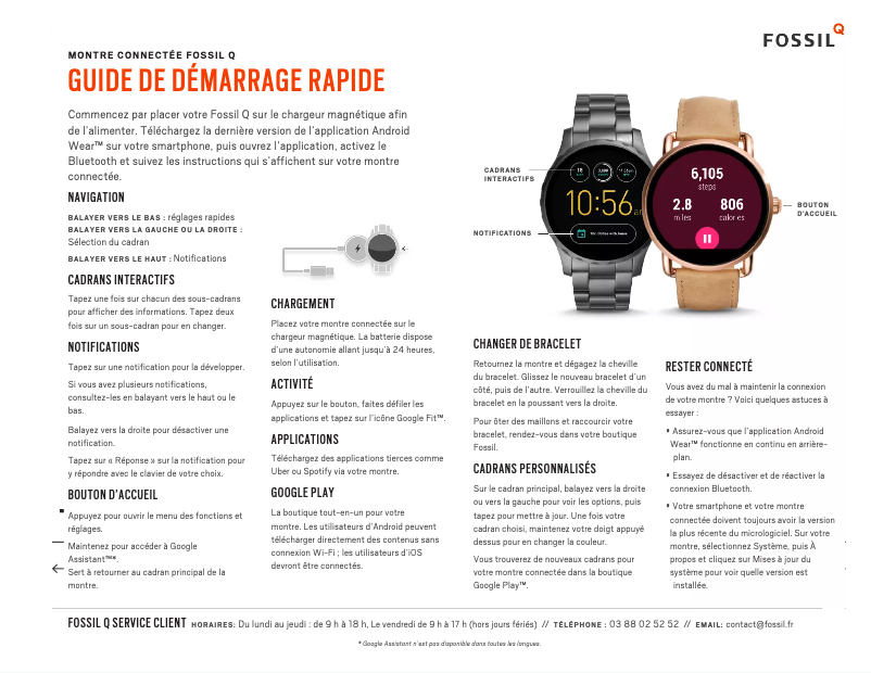 Page 1 de la notice Manuel utilisateur Fossil Q Explorist