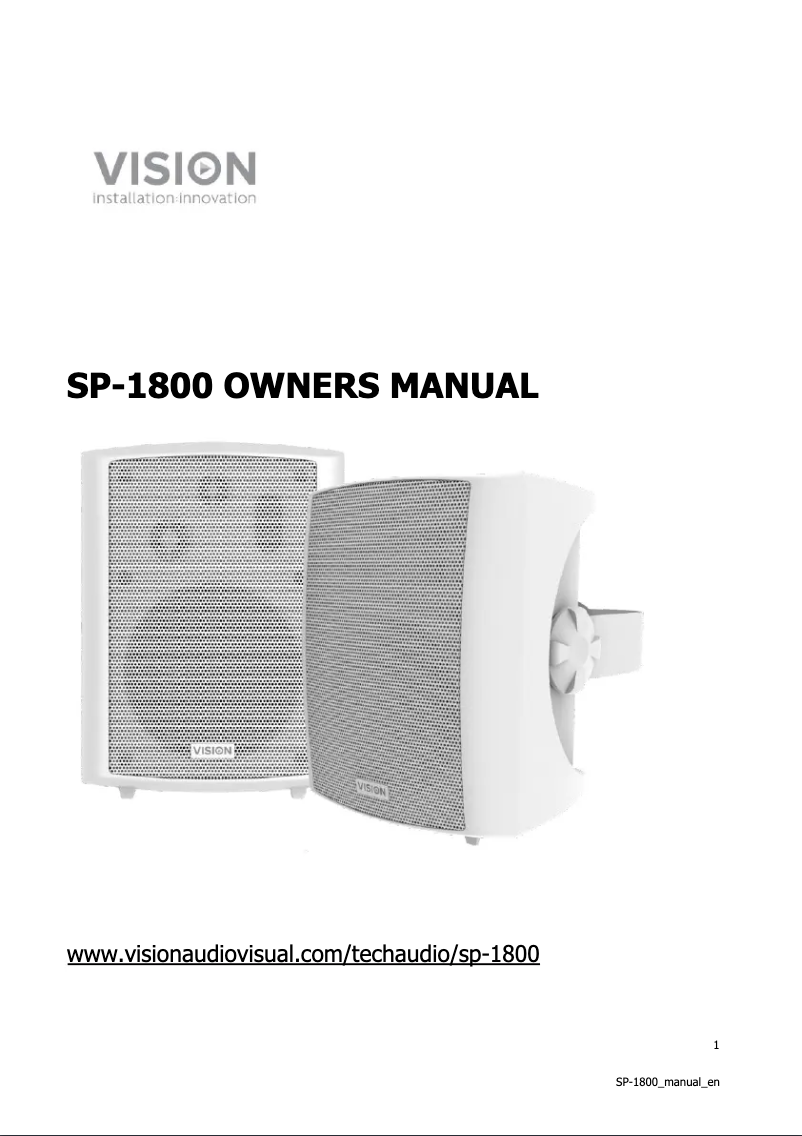 Página 1 del manual Manual de usuario Vision SP-1800