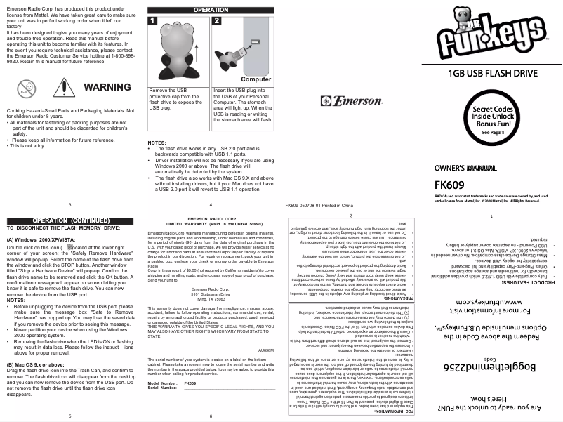 Page 1 de la notice Manuel utilisateur Emerson FK609