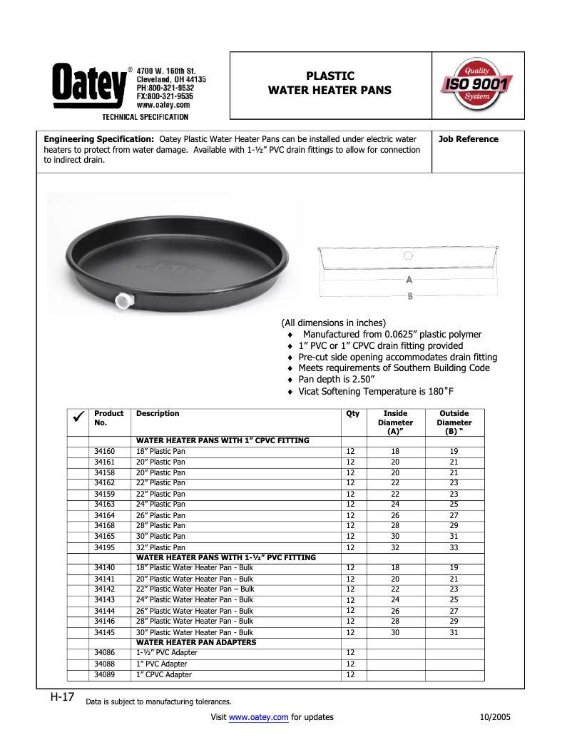 Page n°1 - Manuel utilisateur Oatey 34140