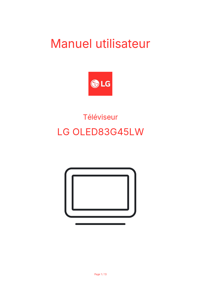 Page n°1 - Manuel utilisateur LG OLED83G45LW