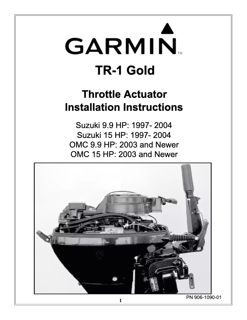 Page 1 de la notice Guide d'installation Garmin TR-1